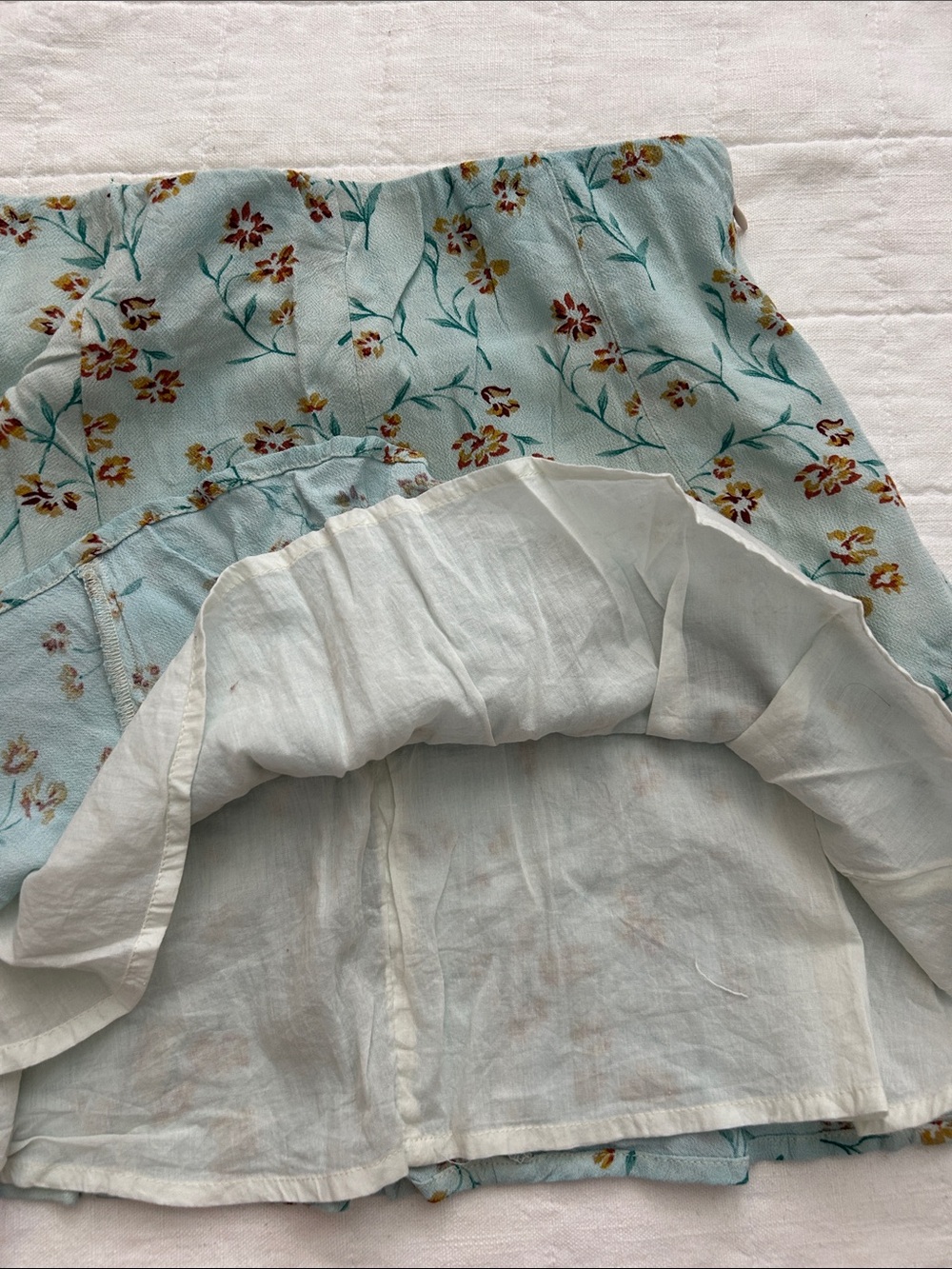 American Eagle Outfitters Light Blue Floral Skater Skirt - Picture 4 of 7